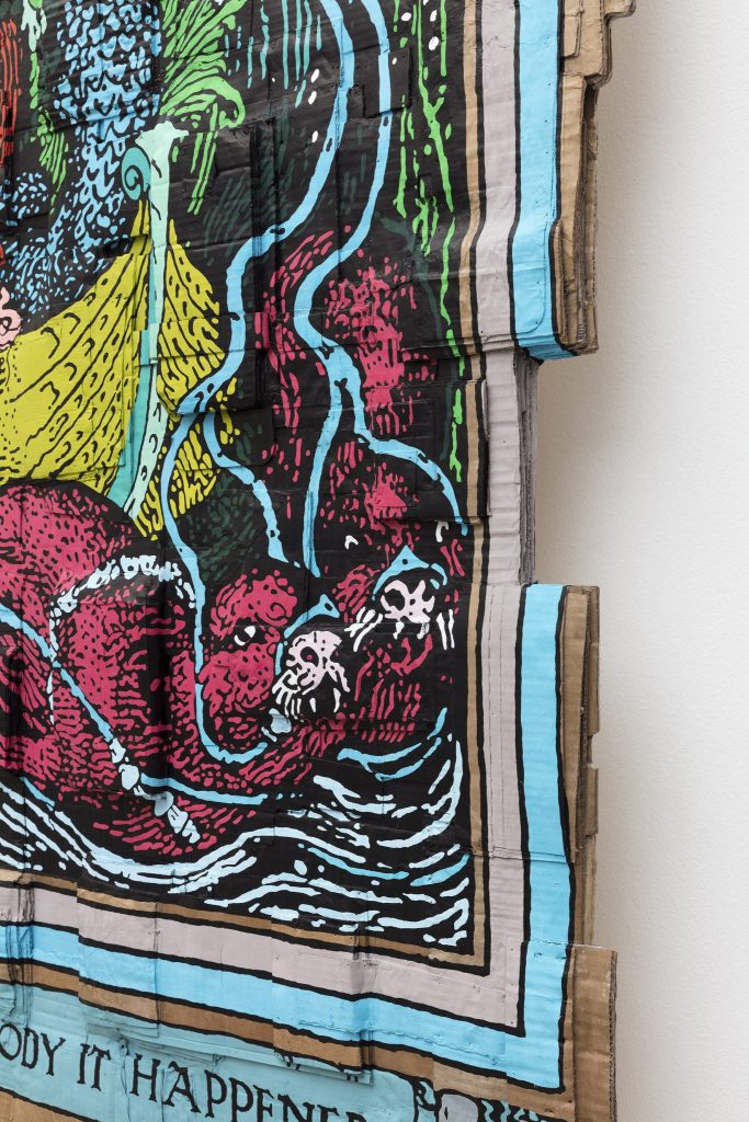 <i>tell somebody it happened, the god of
the sea is a sexual harasser (originally from “the faerie
queene”,</br>book iii, part vii, illustrated by walter crane,
1895 - 1897)</i>, 2018</br>(detail)