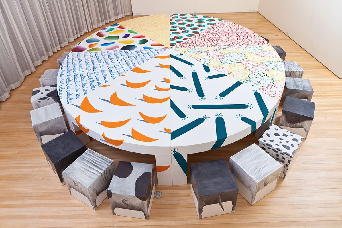 <i>dinner for 24 dogs</i>, 2012
</br>
installation view, salon 94 freemans, new york>