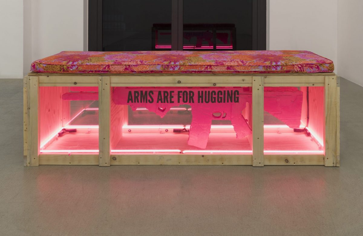 <i>gun bench (code pink protest props in support of march for our lives,</br>remembering marjory stonemason douglas high school), 2018</br>