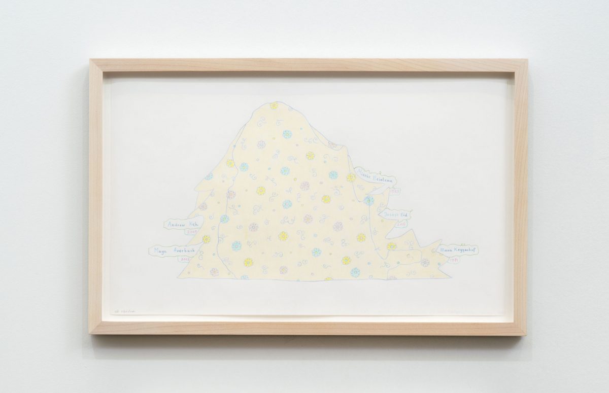 at random (design for wall painting), 2019
color pencil on paper, 25,7 x 40,6 x 1,9 cm / 10.1 x 16 x 0.8 in (framed)