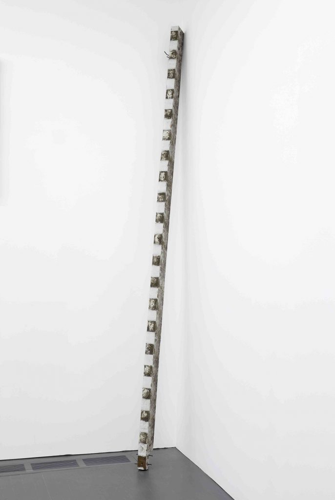 <i>p.s.</i>, 2009
</br>
found wood fencepost
</br>
264,2 x 10,2 x 5,1 cm / 104 x 4 x 2 in 
>