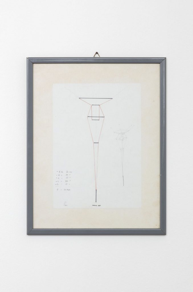 <i>progetto per filipesi (project for filipesi)</i>, 1981
</br> 
mixed media and marker on paper
</br>
21 x 29,5 x 1,6 cm / 8.3 x 11.6 x 0.6 in
>