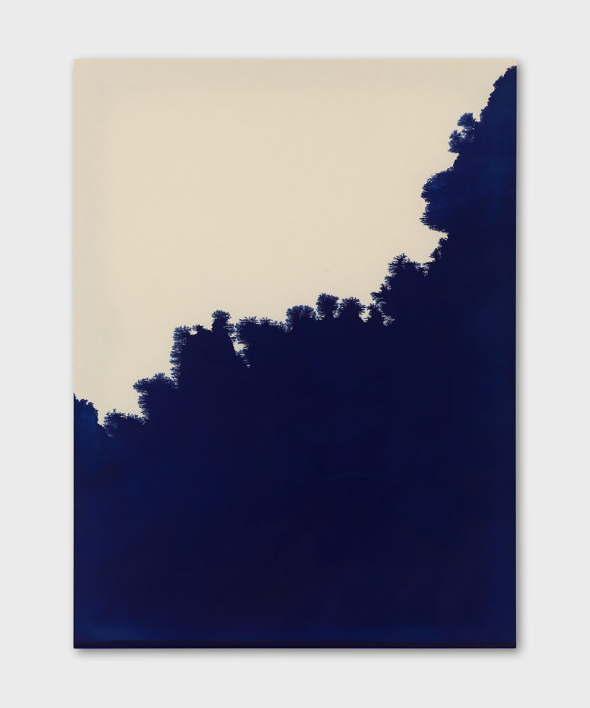 <i>A slight breeze was rustling the leaves, pushing over a few dust on the clothes, 
</br>
and drying a part of the muddy road.</I>, 2014 
</br>
Ink on canvas, 200 x 150 cm / 78.7 x 59 in>