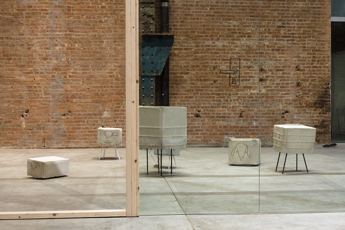 <i>puddle, pothole, portal</i>, 2014 
</br>
installation view, sculpture center, new york
>