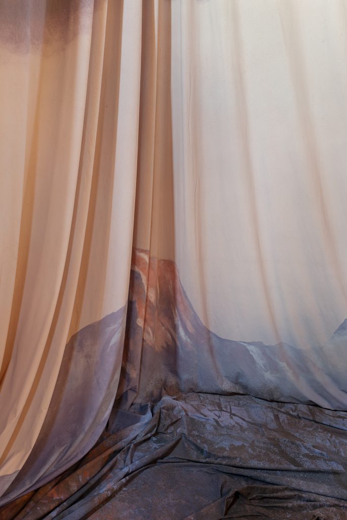 Latifa Echakhch, <i>The Fall (Mountains view from Lausanne)</I>, 2024</br>
installation view, Panorama Monferrato, Camagna, Vignale, Montemagno and Castagnole</br>>