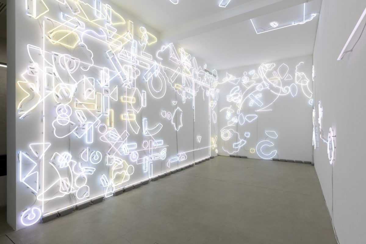 pae white, ...and then you know what?, 2014
lucky charms neon, transformers, electrical wire, site specific
