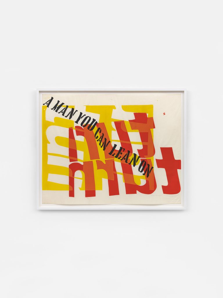 <i>a man you can lean on</i>, 1966
</br>  
screenprint on paper</br>
76,2 x 91,4 cm / 30 x 36 in>