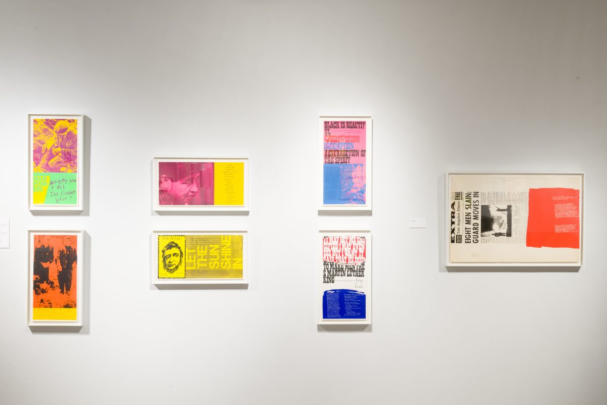 <i>Someday Is Now: The Art of Corita Kent</i>, 2015
</br> 
installation view, Pasadena Museum of California Art, Pasadena>
