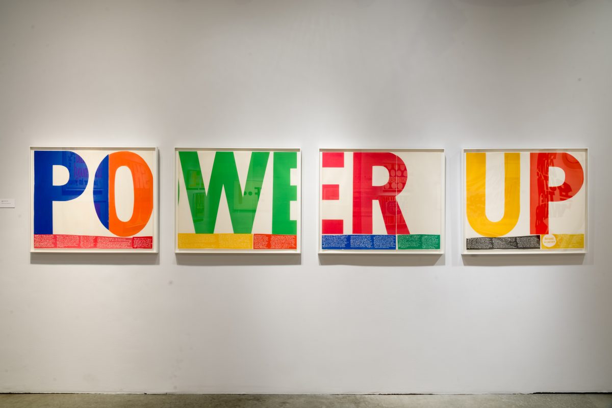 <i>Someday Is Now: The Art of Corita Kent</i>, 2015
</br> 
installation view, Pasadena Museum of California Art, Pasadena>