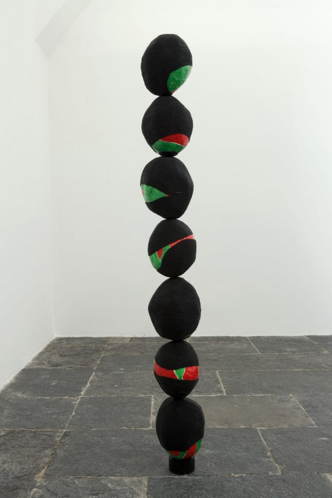 eva rothschild, women of the world, 2009
glass beads, plaster bandage, polystyrene, acrylic paint, 188 cm h., 26 cm diam.