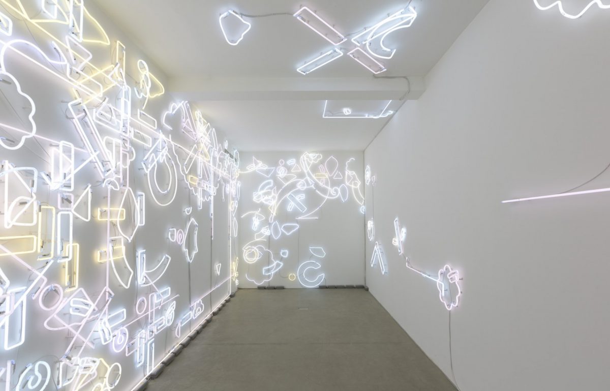 pae white, ...and then you know what?, 2014
lucky charms neon, transformers, electrical wire, site specific