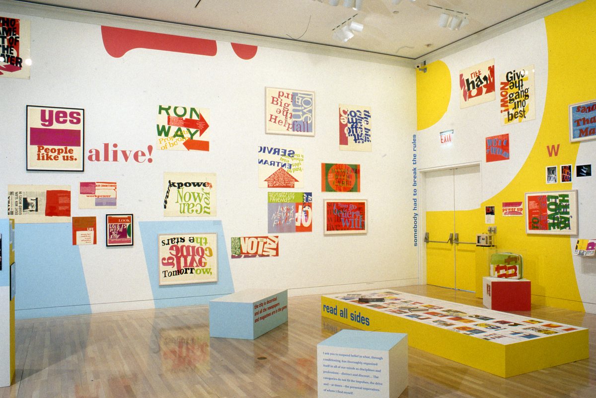 <i>Power Up: Sister Corita and Donald Moffett, Interlocking</i>, 2000
</br> 
installation view, Hammer Museum, Los Angeles>