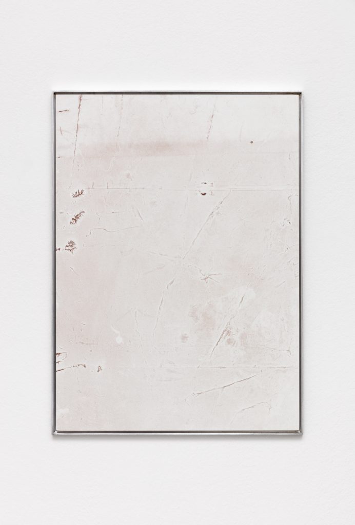 <I>Polyethylene Feels</I>, 2019
</br>
polyethylene, copper particles, wood
</br>
69 x 57,3 x 2,8 cm / 27.2 x 22.6 x 1.1 in