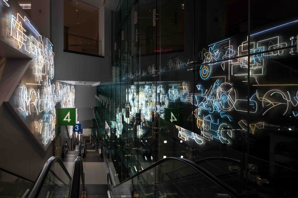 <I>Day for Night for Day</i>, 2019
</br> installation view, Beverly Center