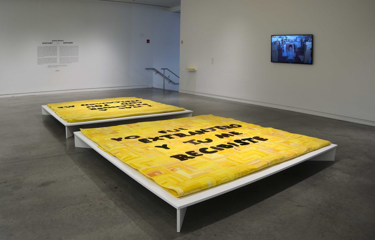<I>The Neighbors: Sanctuary - Andrea Bowers</i>, 2016
</br> installation view, The Bronx Museum of Arts, New York