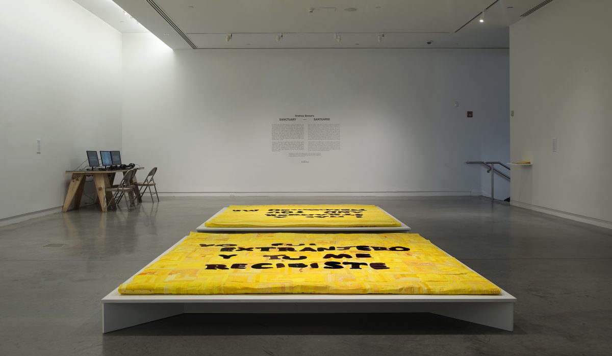 <I>The Neighbors: Sanctuary - Andrea Bowers</i>, 2016
</br> installation view, The Bronx Museum of Arts, New York