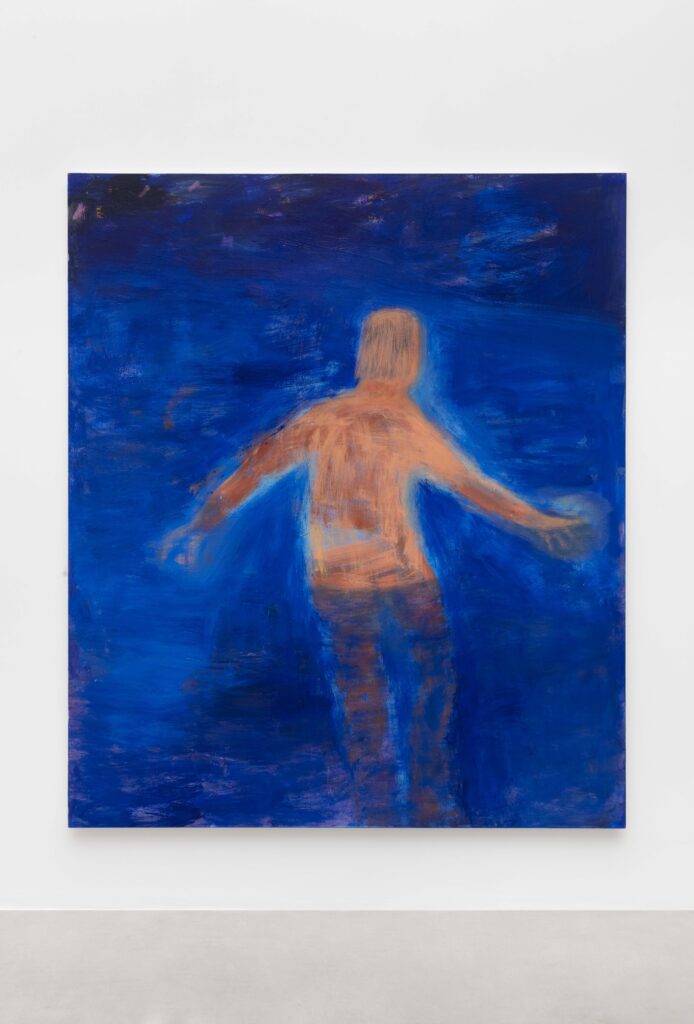 <i>Figure Walking out to Sea</I>, 2024</br> acrylic on canvas</br>
203 x 172,5 cm / 80 x 68 in>