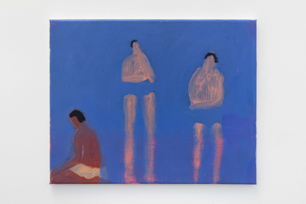 <i>Blue Beach Swimmers</I>, 2023</br> acrylic on canvas</br>
40,5 x 51 cm / 16 x 20 in>