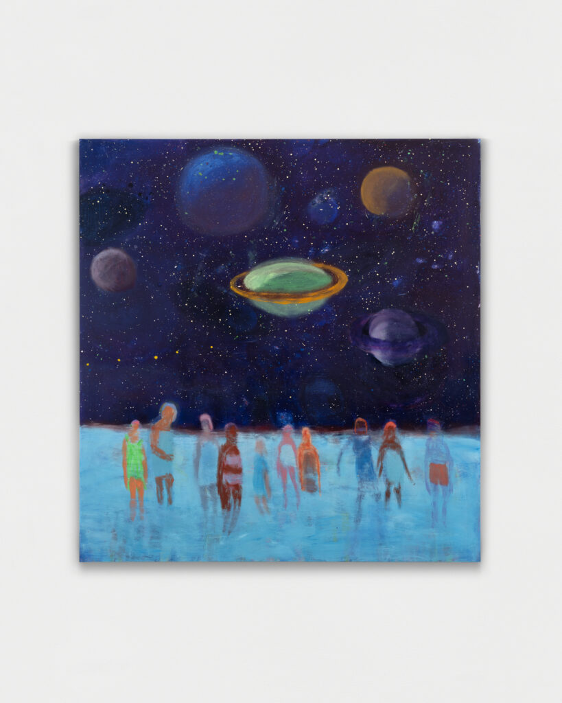 <i>Swimmers Under Planets</I>, 2025</br> acrylic on canvas</br>
183 x 173 cm / 72 x 68 in>