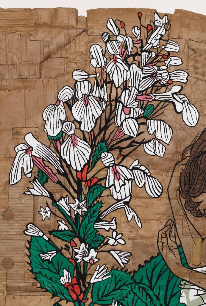<i>Eco Grief Extinction Series, Even If I Return, </br>As
They Have, Neither You Nor I Will Remember.</br> (Quote
by Deena Metzger; Plant: Phyllostegia Glabra Var.
Lanaiensis, </br>Declared Extinct October 2021; Figure
Design: Carolyn Janssen)</i>, 2022
</br>
(detail)