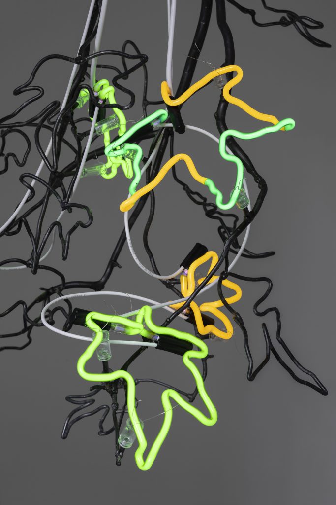 <i>Chandeliers of Interconnectedness </br>(LIVING DEMOCRACY GROWS LIKE A TREE. Quote by Vandana Shiva)</i>, 2022 </br>
(detail)