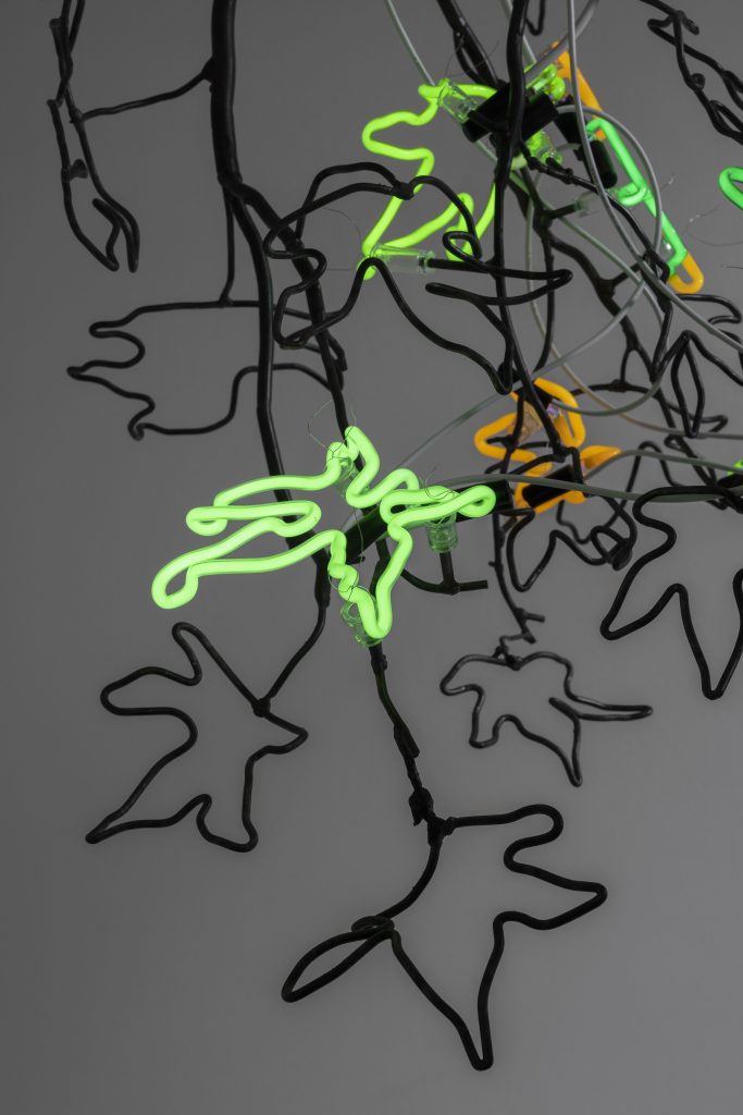 <i>Chandeliers of Interconnectedness </br>(NATURE WEEPING;
quote by Susan Griffin)</i>, 2022 </br>
(detail)