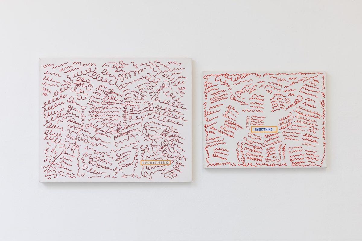 <i>Everything 1 Everything 2</i>, 1986
</br>
acrylic on canvas</br>
46 x 55,5 cm / 18.1 x 21.8 in </br>
35,5 x 45,5 cm / 13.9 x 17.9 in