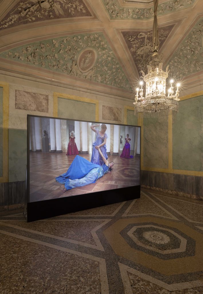 <i> ANDREA BOWERS. MOVING IN SPACE WITHOUT ASKING PERMISSION  </i>, 2022
</br> installation view, GAM – Galleria d’Arte Moderna, Milan 