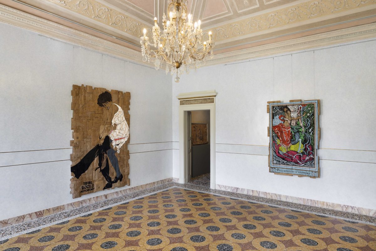 <i> ANDREA BOWERS. MOVING IN SPACE WITHOUT ASKING PERMISSION  </i>, 2022
</br> installation view, GAM – Galleria d’Arte Moderna, Milan 