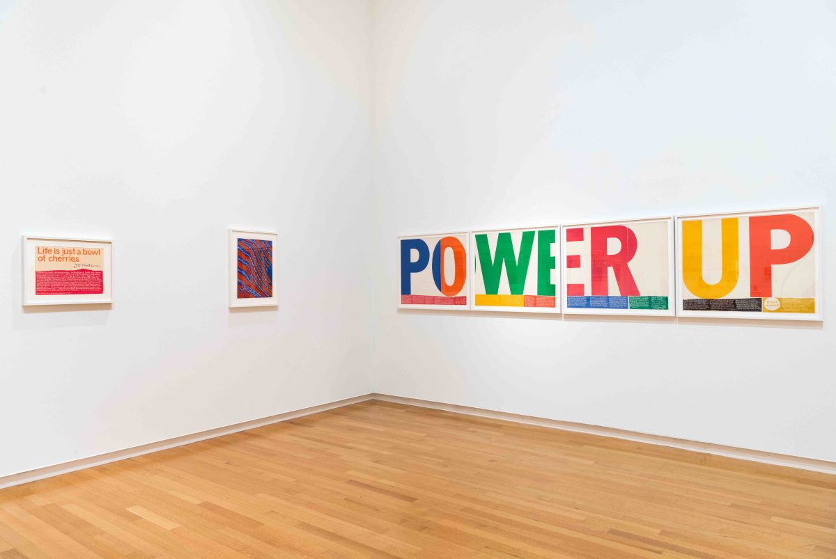 <i>WE CARE: WORKS BY CORITA KENT</i>, 2022
</br> installation view, Silber Art Gallery | Goucher College, Baltimore