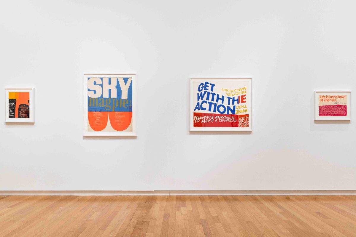 <i>WE CARE: WORKS BY CORITA KENT</i>, 2022
</br> installation view, Silber Art Gallery | Goucher College, Baltimore