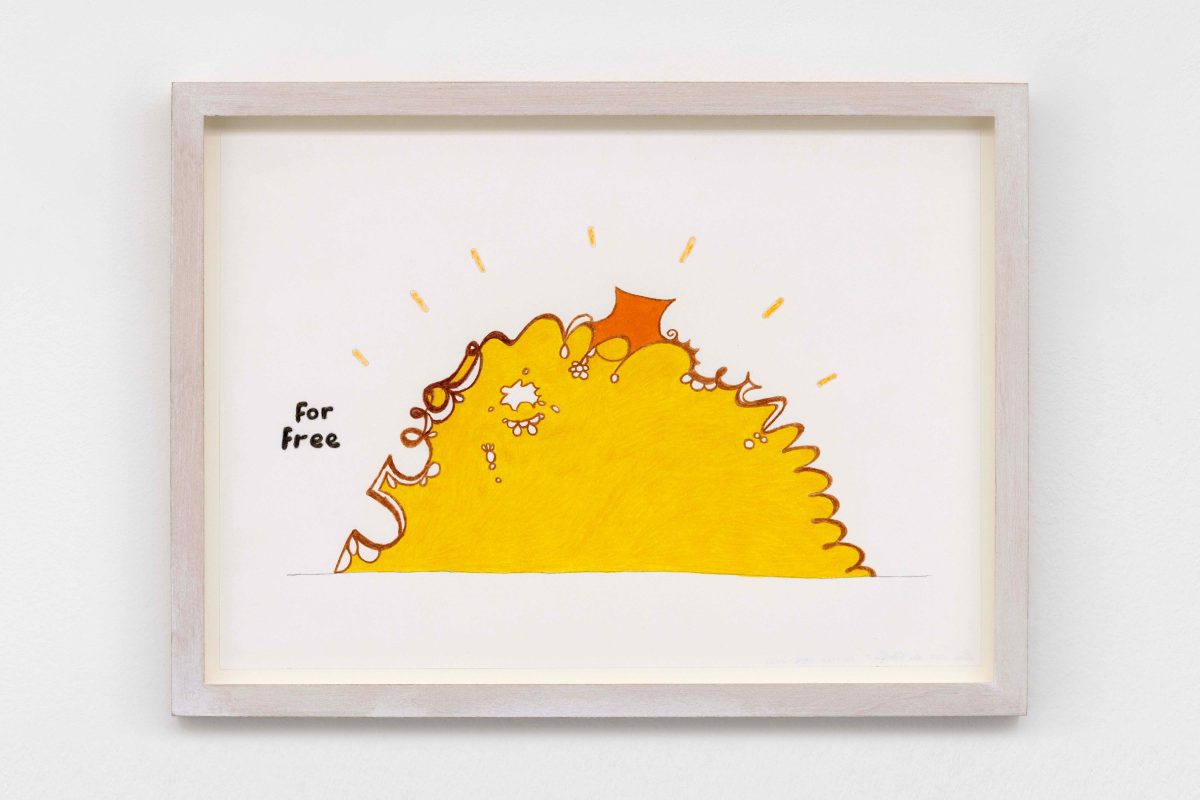 <i>For Free (design for wall painting) </i>, 1996-2022</br>color pencil on paper</br>
24,6 x 33,2 cm / 9.6 x 13 in