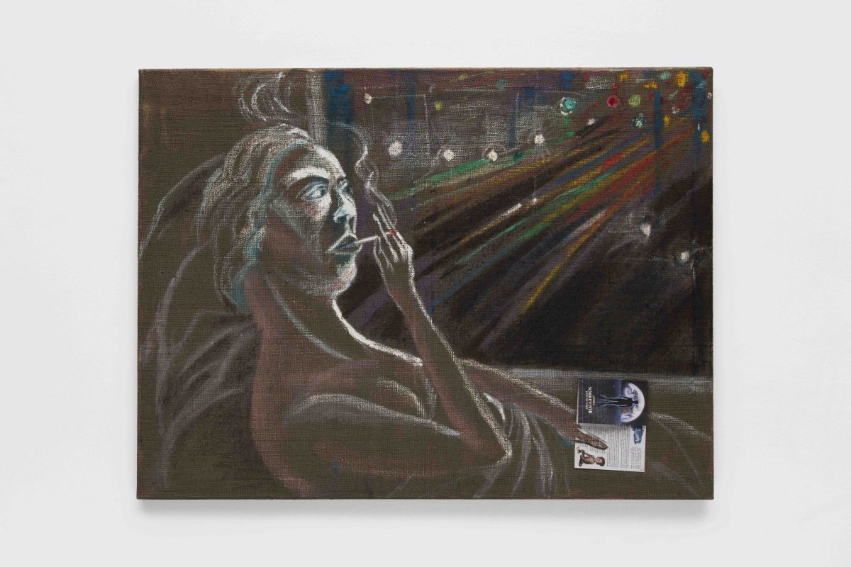 <i>Volver</i>, 2004</br>mixed media on burlap</br>
120 x 90 cm / 47.2 x 35.4 in