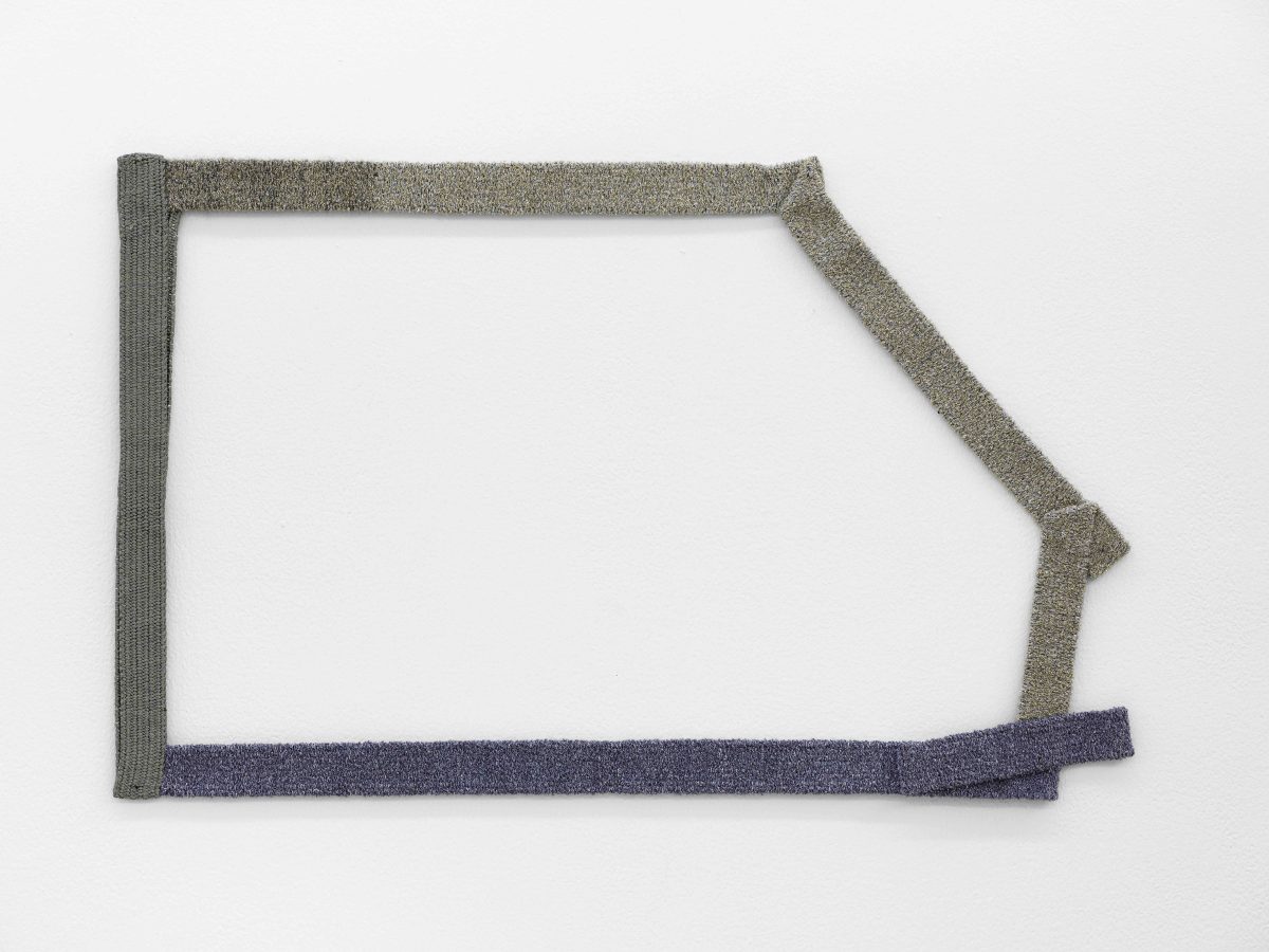Hana Miletić, <i>Materials</i>, 2020</br>hand-woven textile (ash grey textured metal yarn,
chestnut wool and silk, dark neutral grey hand-spun
organic wool, dark silver recycled polyamide, silver
metal yarn, and white gold textured metal yarn)</br> 56 x 71 x 2 cm / 22 x 28 x 0.7 in