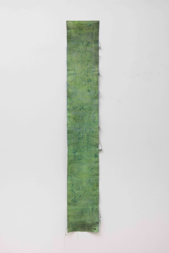 Maria Lai, <i>Cartiglio</i>, 1997</br>thread, tempera, fabric</br> 162,5 x 24 cm / 64 x 9.4 in