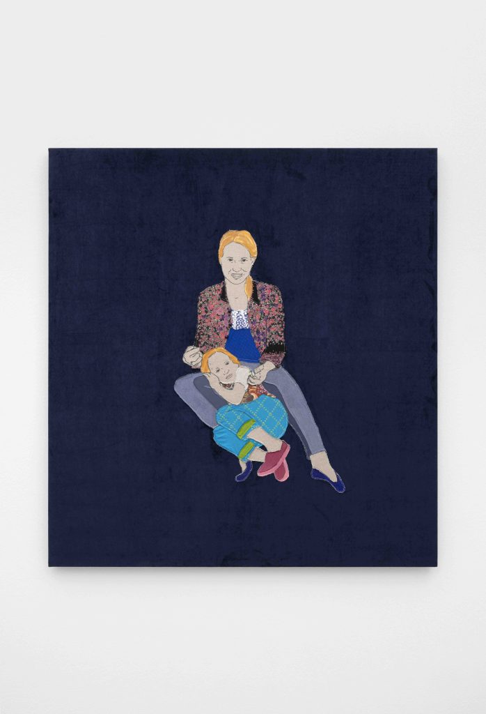 Małgorzata Mirga-Tas, <i>Marysia he Amelcia</i>, 2023</br>textile, acrylic on wooden stretcher</br> 140 x 130 cm / 55 x 51 in