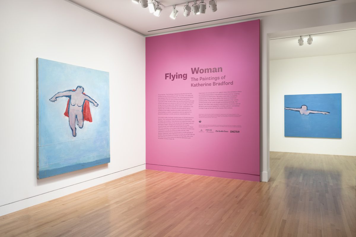 <I>Flying Woman: The Paintings of Katherine Bradford</I>, 2023</br> installation view,
Frye Art Museum, Seattle