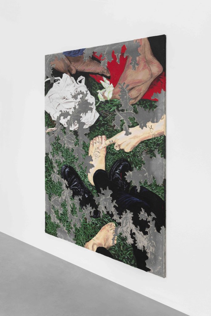 <i> Night Time (As Seen by Sim Ouch)</i>, 2023 </br>acrylic and concrete on canvas</br>
alternate view</br>