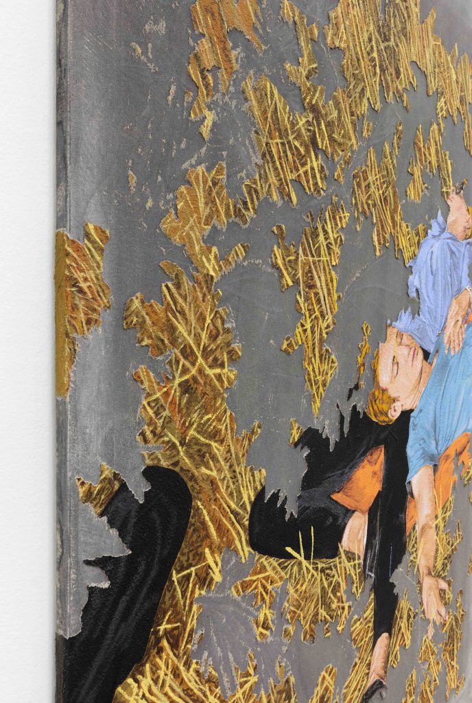 <i> Night Time (As Seen by Sim Ouch)</i>, 2023 </br>acrylic and concrete on canvas</br>
detail </br>