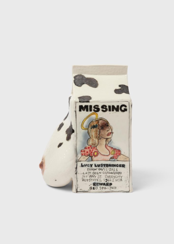 Skuja Braden, <i> Cow Milk Jug (2% Milk) </i> , 2023 </br>porcelain</br> 22 x 17 x 20 cm / 8.7 x 6.7 x 7.9 in