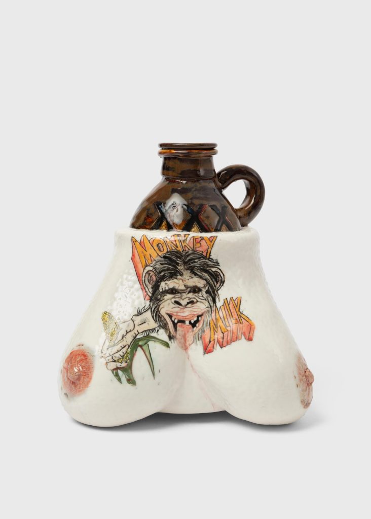 Skuja Braden, <i> Cornfed Monkey Milk Jug </i> , 2023 </br>porcelain</br> 24 x 21 x 15 cm / 9.5 x 8.3 x 6 in