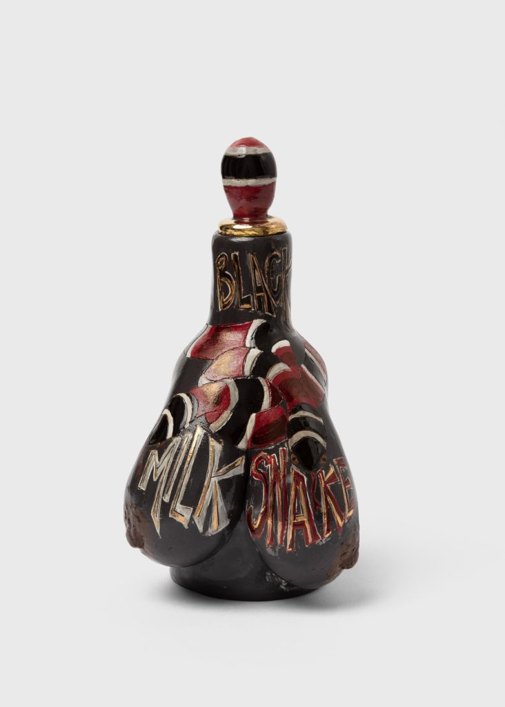 Skuja Braden, <i> Black Snake Milk Jug </i> , 2023 </br>porcelain</br> 26 x 14 x 13 cm / 10.2 x 5.5 x 5 in