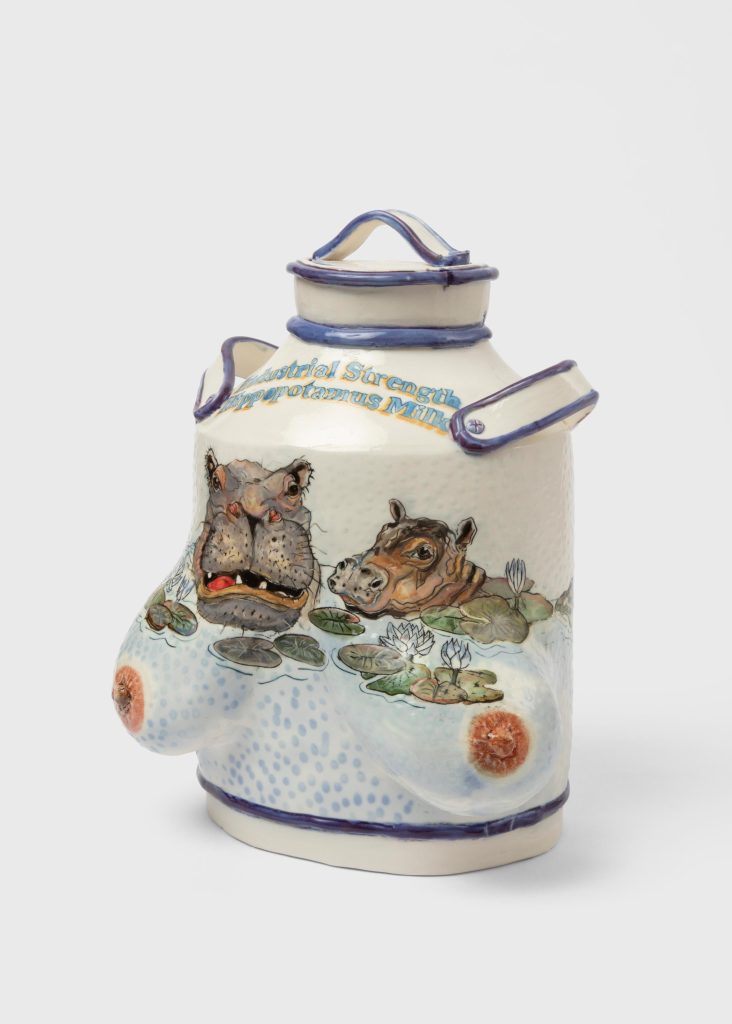 Skuja Braden, <i> Industrial Strength Hippopotamus Milk Jug </i> , 2023 </br>porcelain</br> 36 x 28 x 22 cm / 14.2 x 11 x 8.7 in