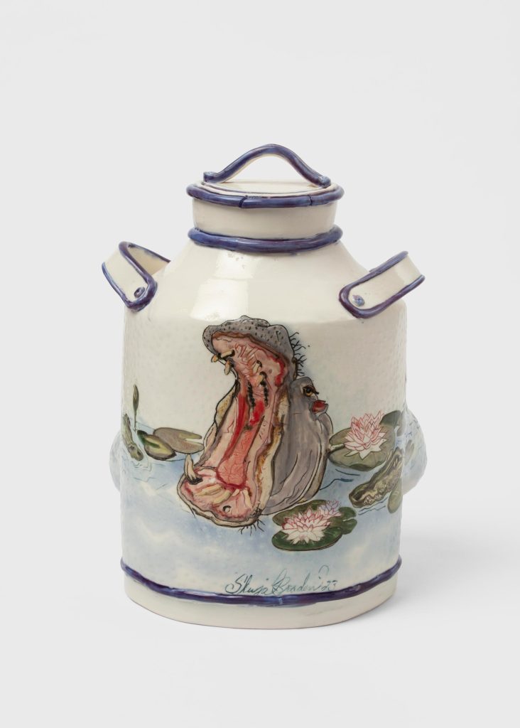 Skuja Braden, <i> Industrial Strength Hippopotamus Milk Jug </i> , 2023 </br>porcelain</br> 36 x 28 x 22 cm / 14.2 x 11 x 8.7 in