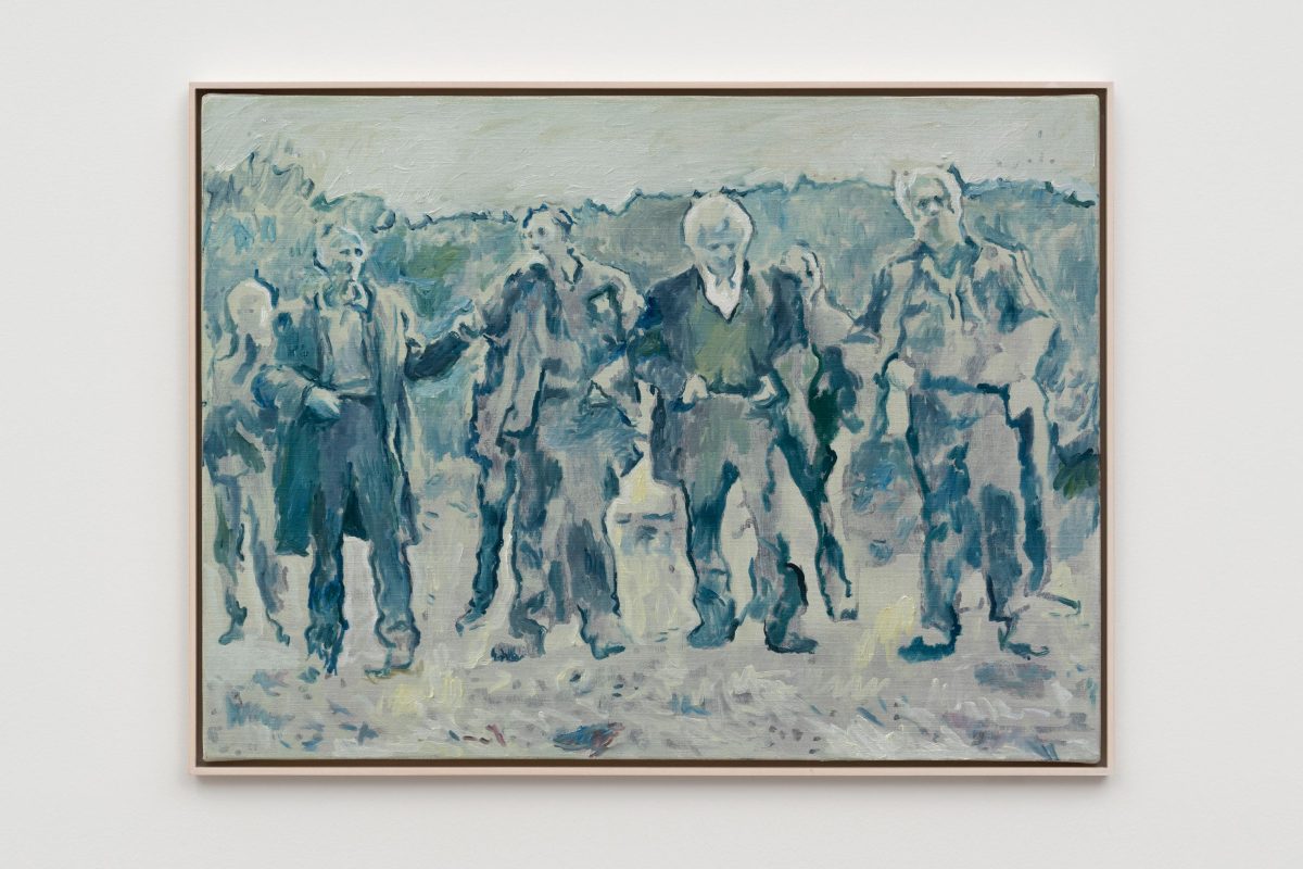 Adrian Paci, <i>Mourners</i>, 2023 </br> oil on canvas </br> 52.5 x 70 x 4 cm / 20.7 x 27.6 x 1.6 in