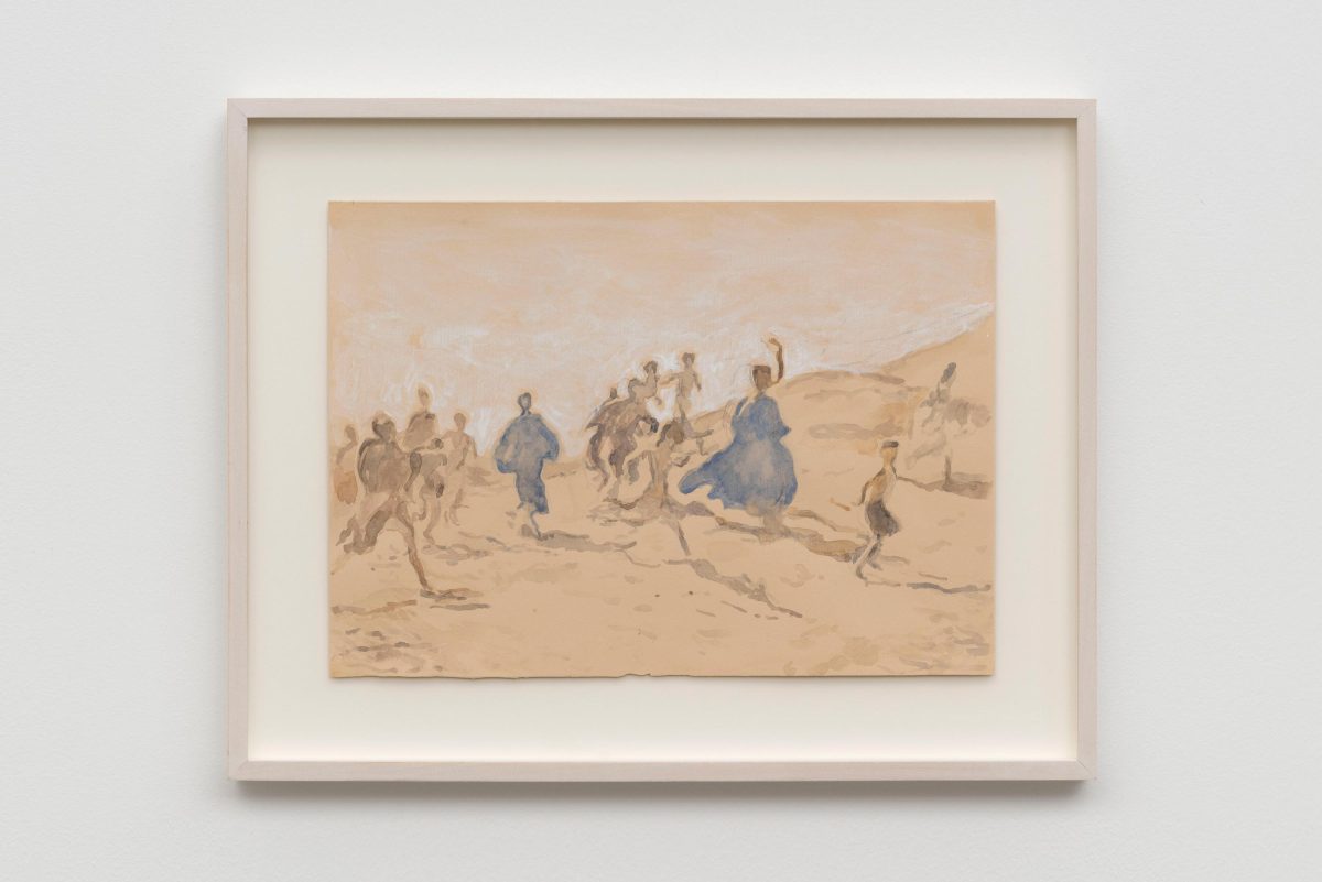 Adrian Paci, <i>Mourners</i>, 2023 </br> watercolor and gouache on paper </br> 36 x 45 x 4 cm / 14.2 x 17.7 x 1.6 in