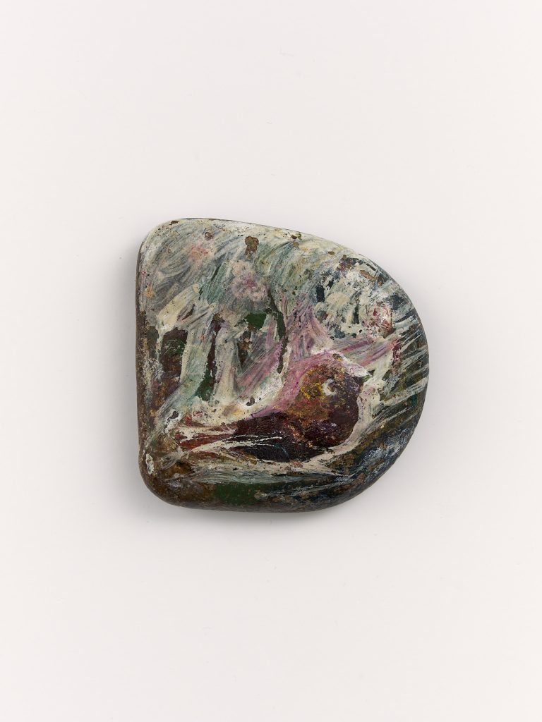 <i>Untitled</i>, undated</br>mixed media on stone</br>9 x 9 x 2.5 cm / 3.5 x 3.5 x 1 in