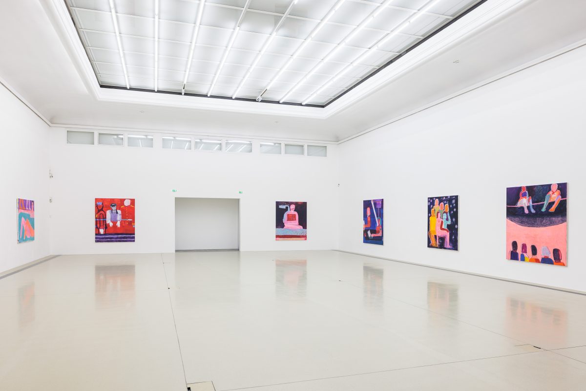 Katherine Bradford, <i>American Odyssey</i>, 2024</br> installation view, halle fur kunst, graz