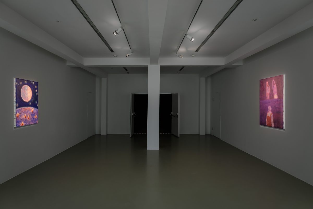 Katherine Bradford, <i>American Odyssey</i>, 2024</br> installation view, halle fur kunst, graz
