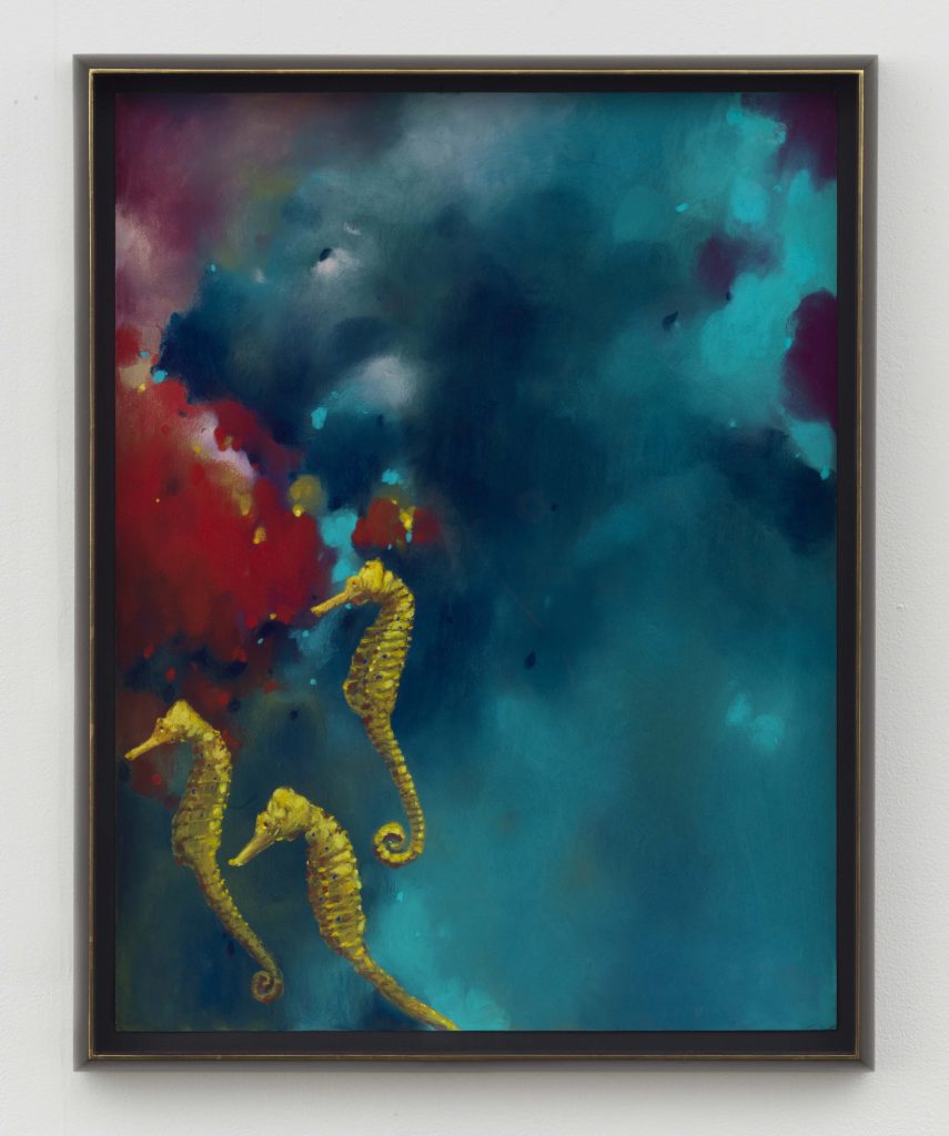 <i>Seahorses</I>, 2024</br>
soft pastel on pastel card</br>
64,6 x 49,5 cm / 25,4 x 19.5 in